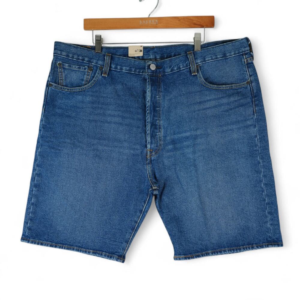 Levis Jean Shorts Mens 38 Actual (41x9) Blue 501 Button Fly Jorts‎ Stretch